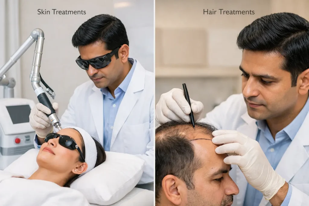 Best skin doctor in Kishangarh performing laser skin treatment and FUE hair transplant consultation at Skinner Skin & Hair Clinic